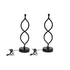Modern Wave Desk Lamp Set of 2 – USB Powered, 3-Color Dimmable LED, Stylish Bedroom & Study Lighting (Black)