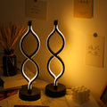 Modern Wave Desk Lamp Set of 2 – USB Powered, 3-Color Dimmable LED, Stylish Bedroom & Study Lighting (Black)