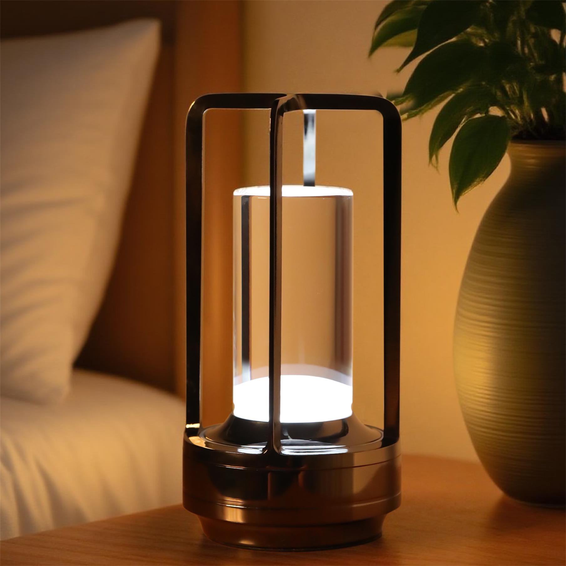 Portable Touch Control Table Lamp with 5000mAh Battery, 3-Color Stepless Dimming Cordless LED Light for Bedroom/Camping/Restaurant/Bar Indoo
