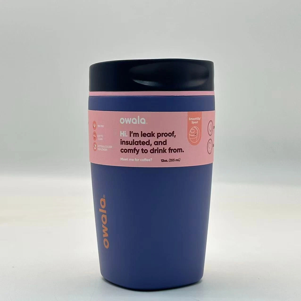 Owala 12oz SmoothSip Slider Insulated Coffee Tumbler – Blue Jay | Stainless Steel   M12oz-NJF