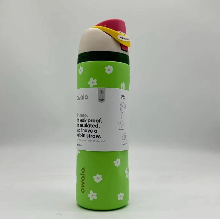 Owala 24oz FreeSip Water Bottle – Green Flower Edition   W24-LSH