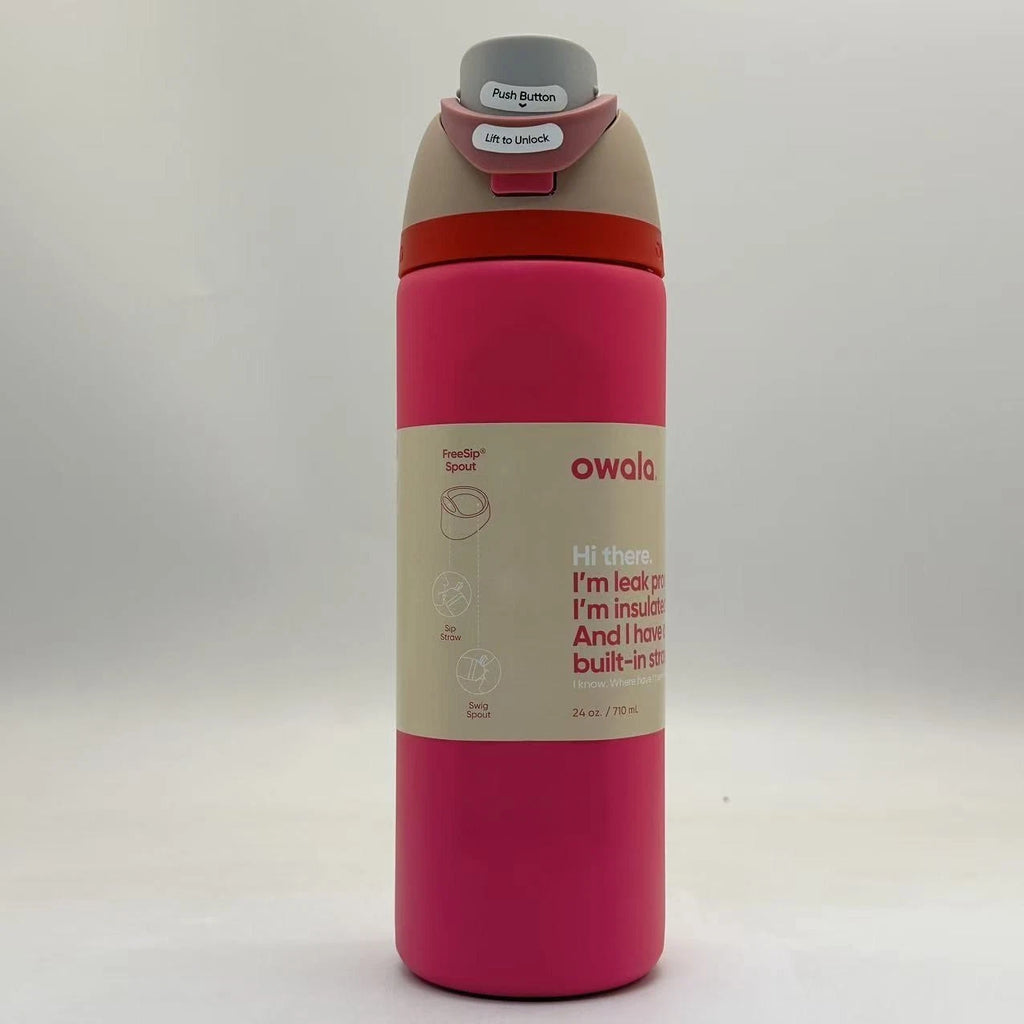 Owala FreeSip 24oz Rose Pink Insulated Water Bottle | Leak-Proof Sport Mug   OW24-MH