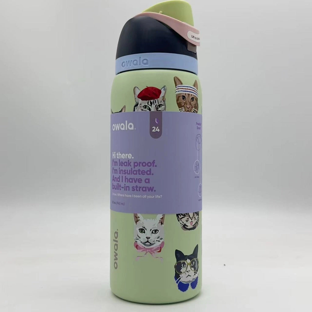 Owala 32oz FreeSip Insulated Water Bottle – Cat Collage (Catwala) | Urban Outfitters Exclusive  M32oz-MT