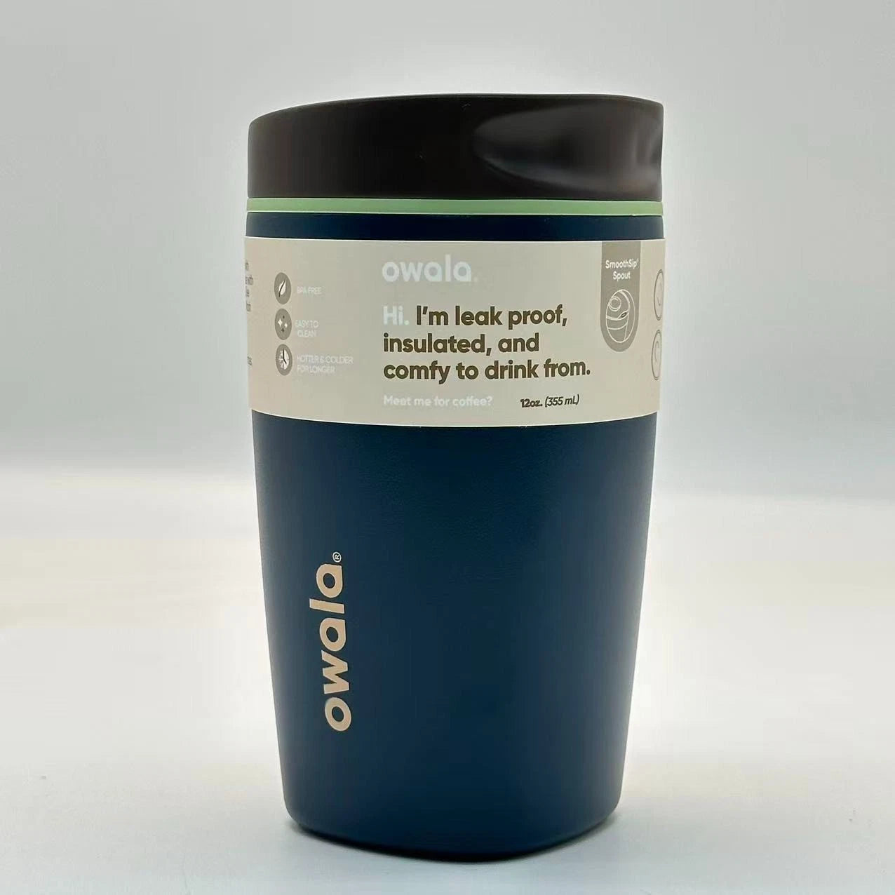 Owala 12oz Moonlit Shadow SmoothSip Slider Coffee Tumbler | Insulated Stainless Steel Travel Mug    M12oz-ZQ