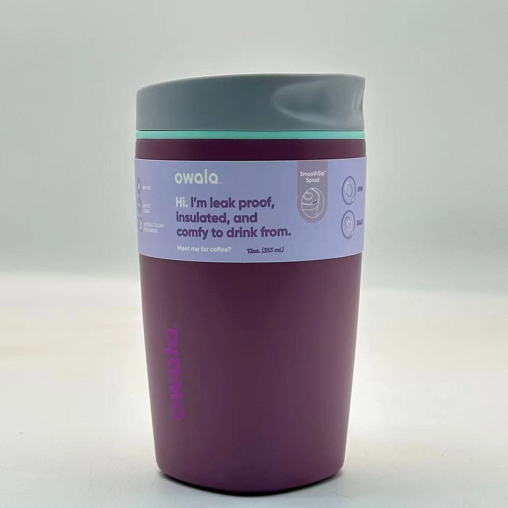 Owala 12oz Plum Perfect SmoothSip Slider Coffee Tumbler | Insulated Stainless Steel Travel Mug  M12oz-XYZ