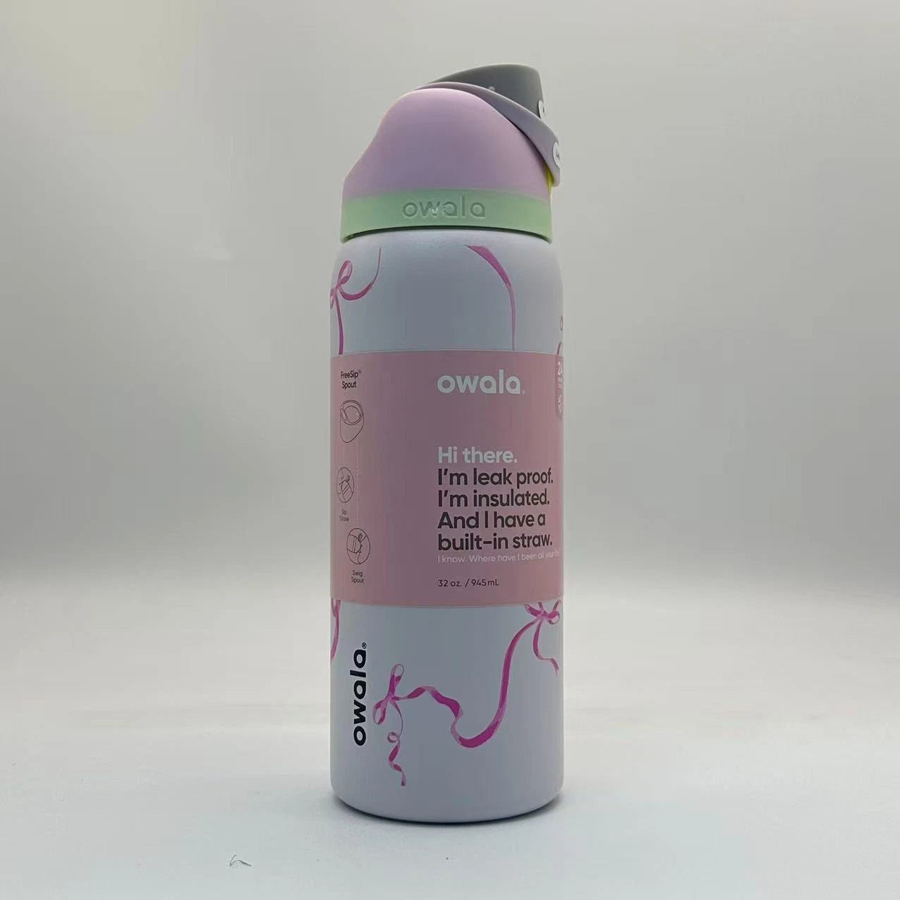 Owala 32oz FreeSip Insulated Water Bottle – Pink Bow Edition | Stainless Steel   OW32-FSHDJ