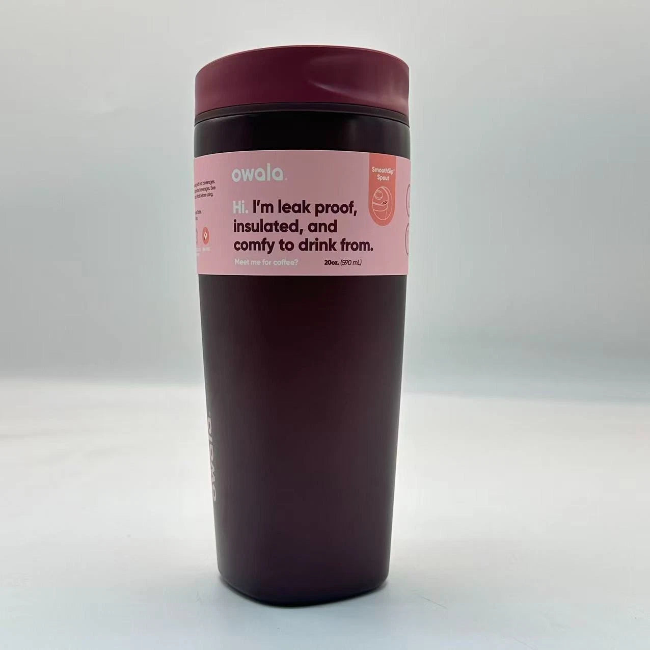 Owala 20oz SmoothSip Slider Insulated Coffee Tumbler – Black Cherry | Stainless Steel  M20oz-CLZ