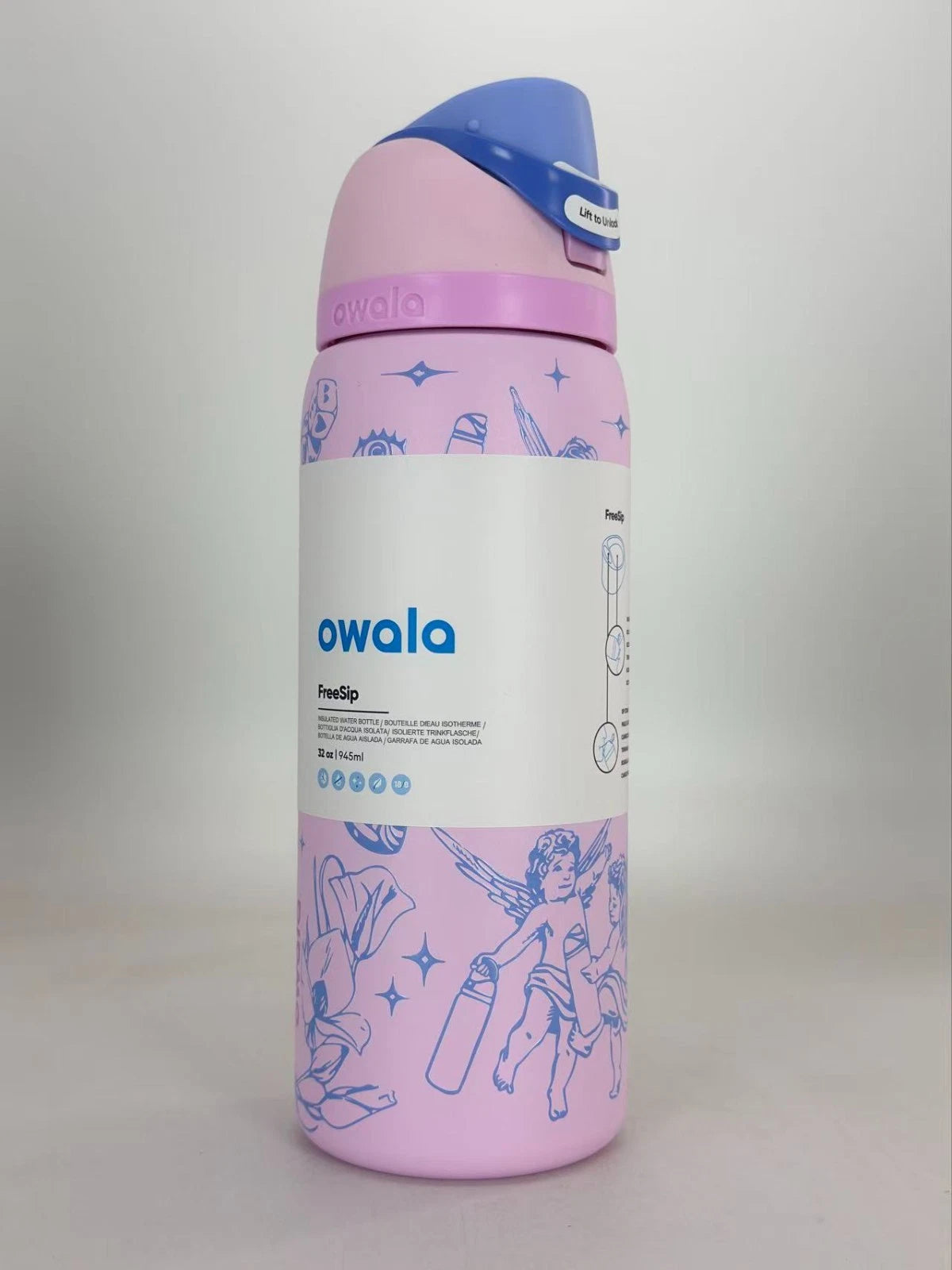 Owala 32oz FreeSip Insulated Water Bottle – Pink Cupid | Exclusive Edition   M32oz-QBT