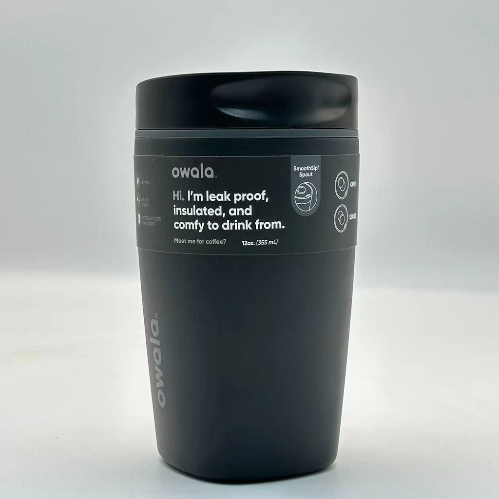 Owala 12oz Very Very Dark SmoothSip Slider Coffee Tumbler | Insulated Stainless Steel Travel Mug   M12oz-HS
