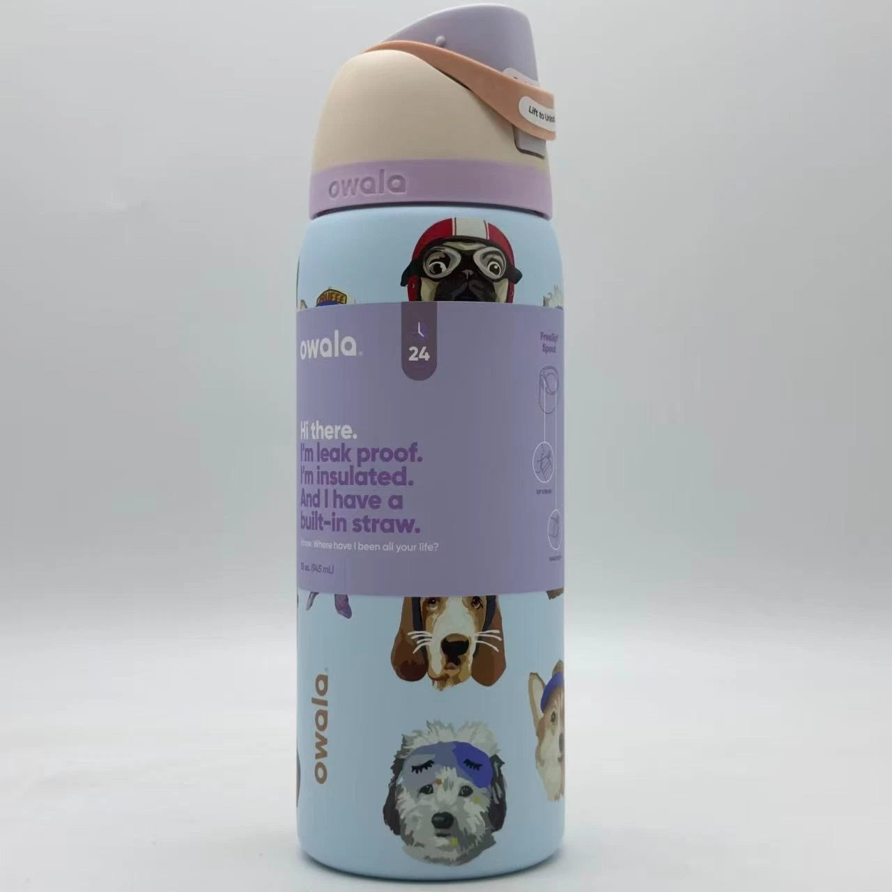 Owala 32oz FreeSip Insulated Water Bottle – Dog Collage (Dogwala) | Urban Outfitters Exclusive  M32oz-GGB