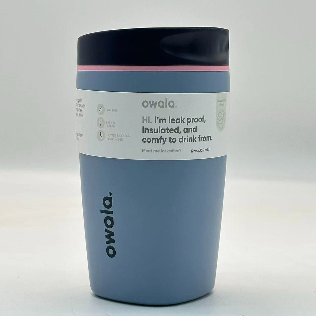Owala 12oz Sea Salt SmoothSip Slider Coffee Tumbler | Insulated Stainless Steel Travel Mug  M12oz-NJL
