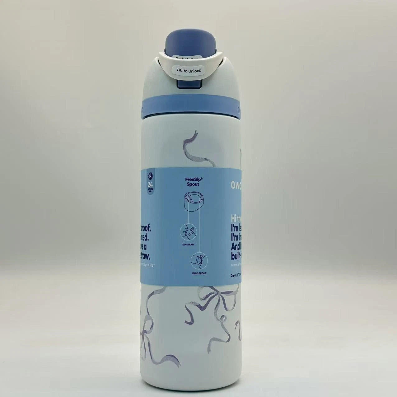 Owala 24oz FreeSip Water Bottle – Urban Outfitters Exclusive Blue Bow 3D Print   M24oz-HDJ