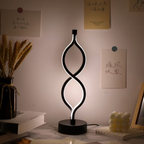 Modern Wave Desk Lamp Set of 2 – USB Powered, 3-Color Dimmable LED, Stylish Bedroom & Study Lighting (Black)