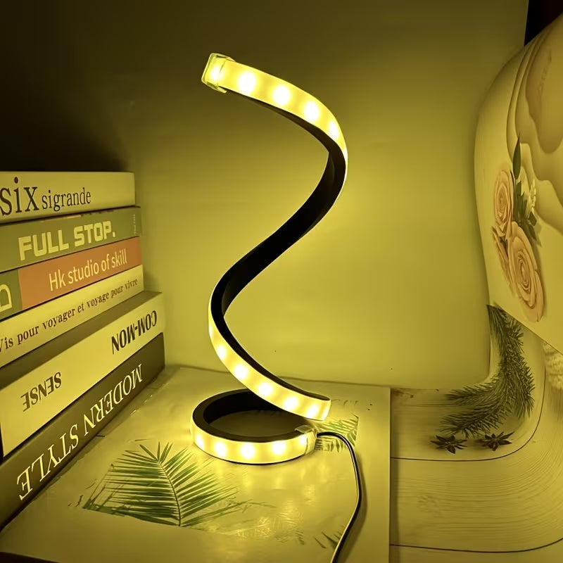 Spiral LED Desk Lamp 2-Pack, 3-Color Dimmable USB Table Lamp, Eye-Friendly Night Light for Bedroom Living Room Home Decor
