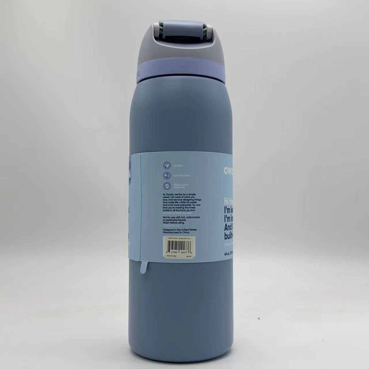 Owala 40oz FreeSip Insulated Water Bottle – Sea Salt | Stainless Steel   M40oz-NJL