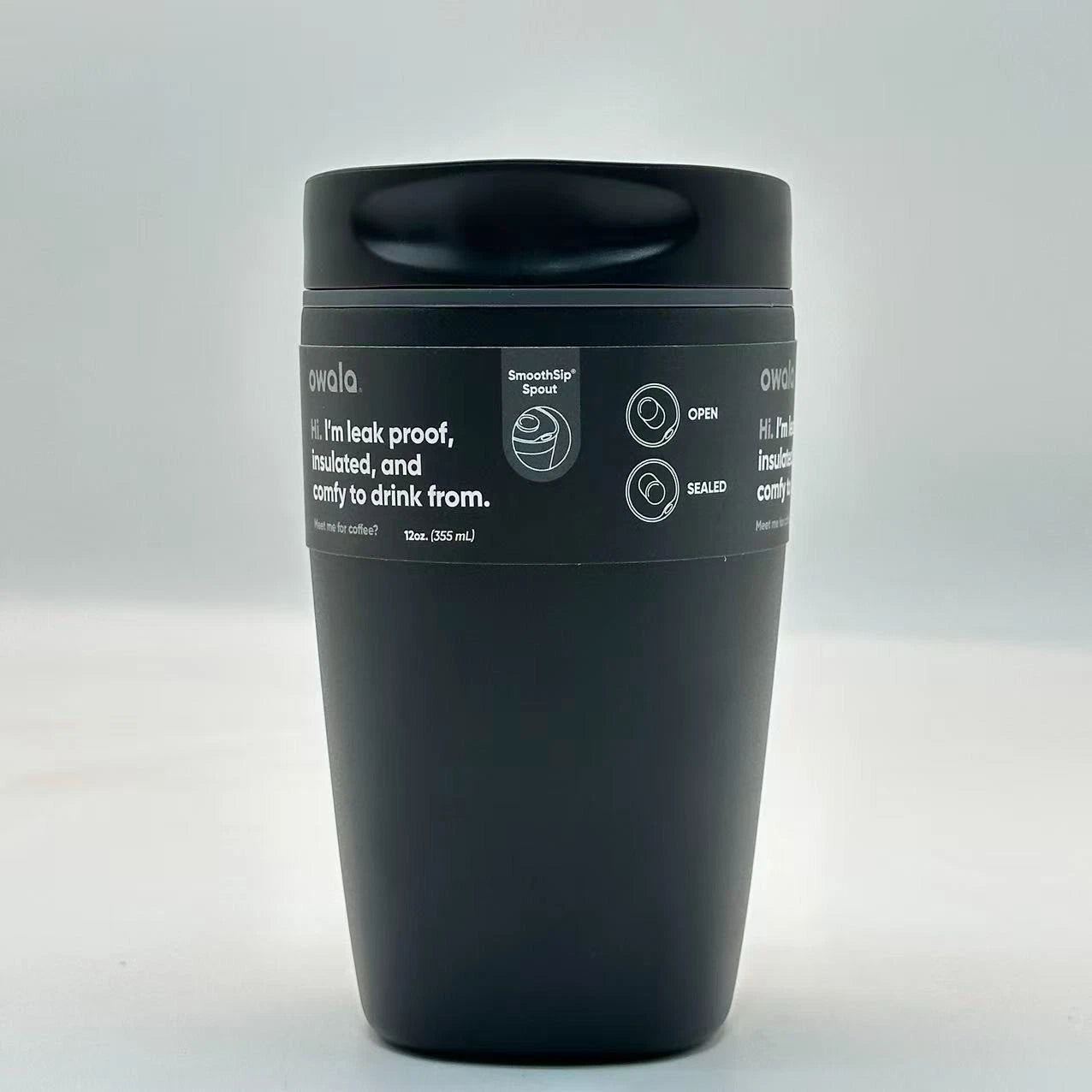 Owala 12oz Very Very Dark SmoothSip Slider Coffee Tumbler | Insulated Stainless Steel Travel Mug   M12oz-HS