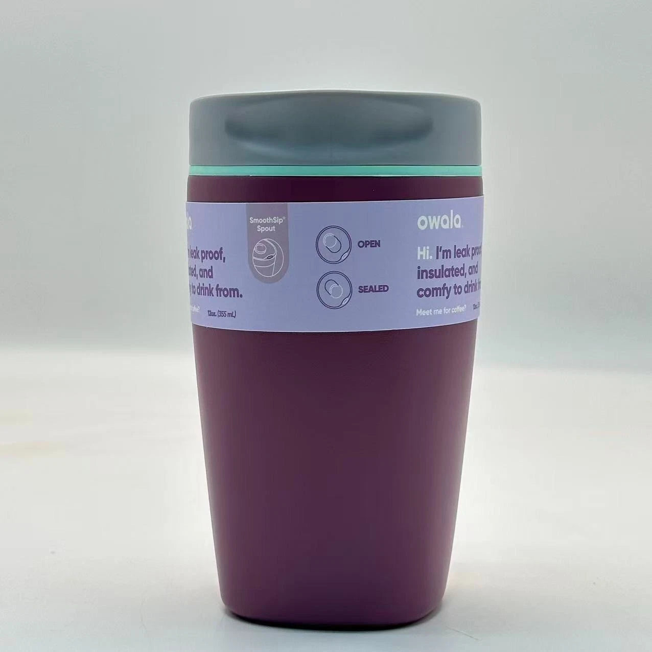 Owala 12oz Plum Perfect SmoothSip Slider Coffee Tumbler | Insulated Stainless Steel Travel Mug  M12oz-XYZ