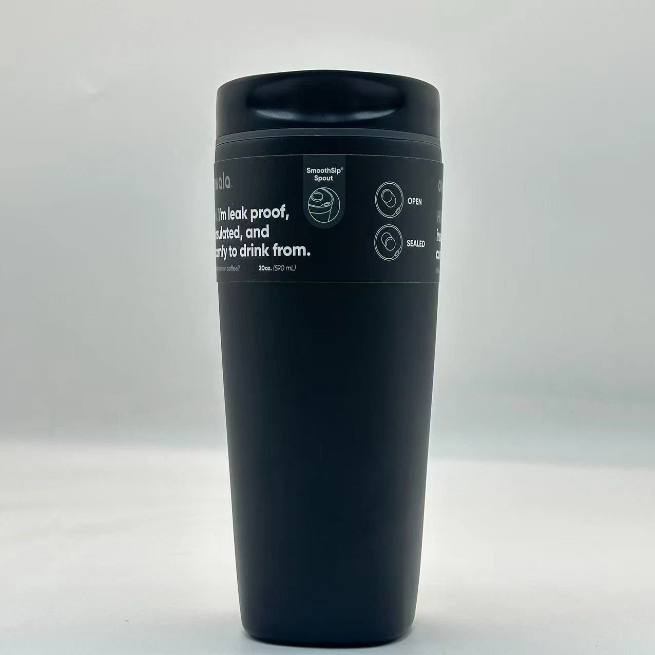 Owala 20oz SmoothSip Slider Coffee Tumbler – Stainless Steel, Insulated, Leak-Proof (Very Very Dark)   M20oz-HS
