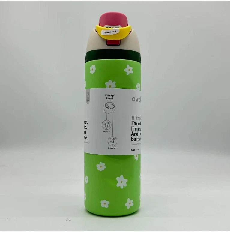Owala 24oz FreeSip Water Bottle – Green Flower Edition   W24-LSH