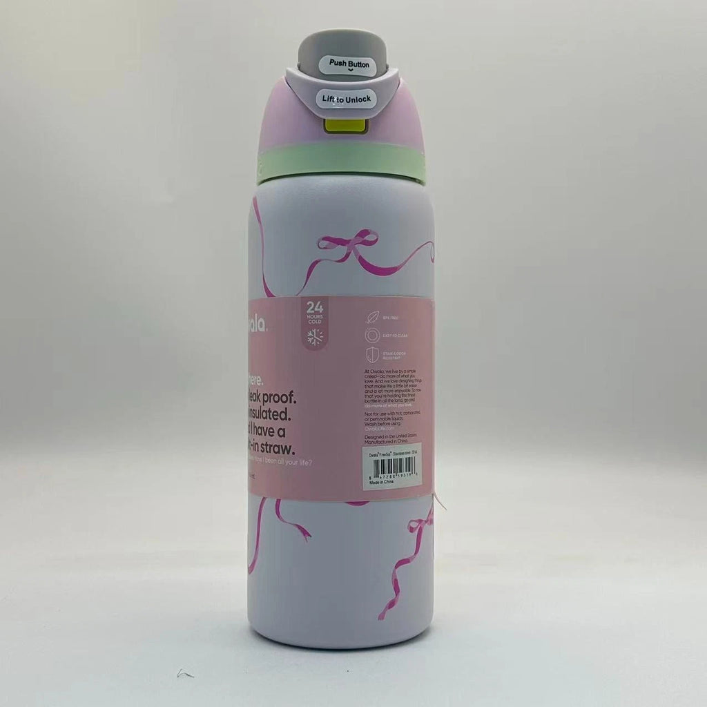 Owala 32oz FreeSip Insulated Water Bottle – Pink Bow Edition | Stainless Steel   OW32-FSHDJ