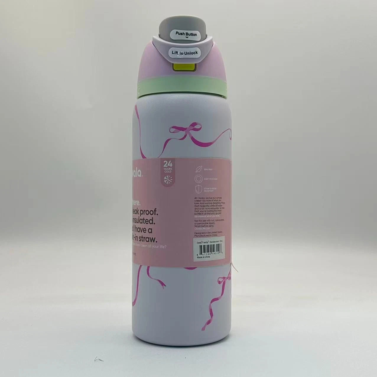 Owala 32oz FreeSip Insulated Water Bottle – Pink Bow Edition | Stainless Steel   OW32-FSHDJ