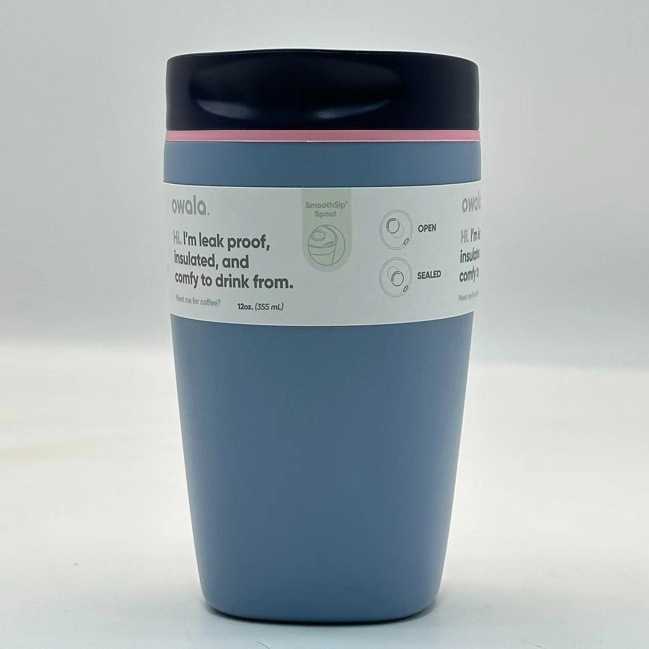 Owala 12oz Sea Salt SmoothSip Slider Coffee Tumbler | Insulated Stainless Steel Travel Mug  M12oz-NJL