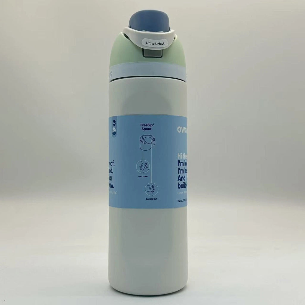 Owala 24oz FreeSip Insulated Water Bottle – Iced Breeze | Stainless Steel   M24oz-BFB