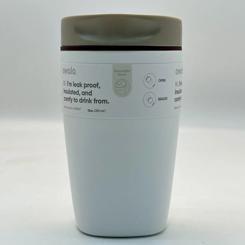 Owala 12oz Vanilla Bean SmoothSip Slider Coffee Tumbler | Insulated Stainless Steel Travel Mug  M12oz-XCD