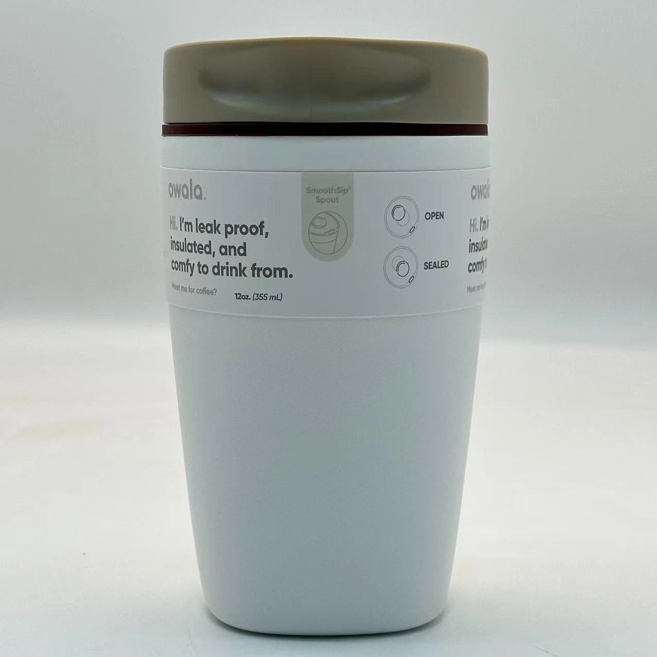 Owala 12oz Vanilla Bean SmoothSip Slider Coffee Tumbler | Insulated Stainless Steel Travel Mug  M12oz-XCD