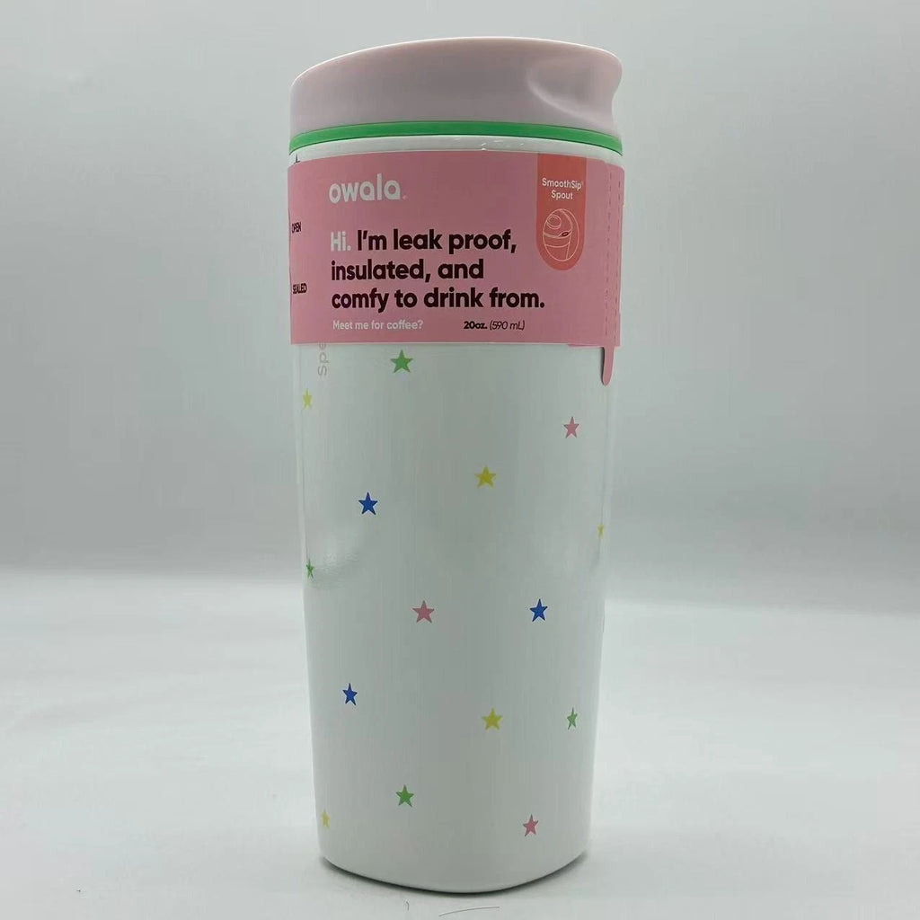 Owala 20oz SmoothSip Slider Ceramic-Lined Tumbler – “Give Me the Tea” Birthday Bash | Star Print   M20oz-XY