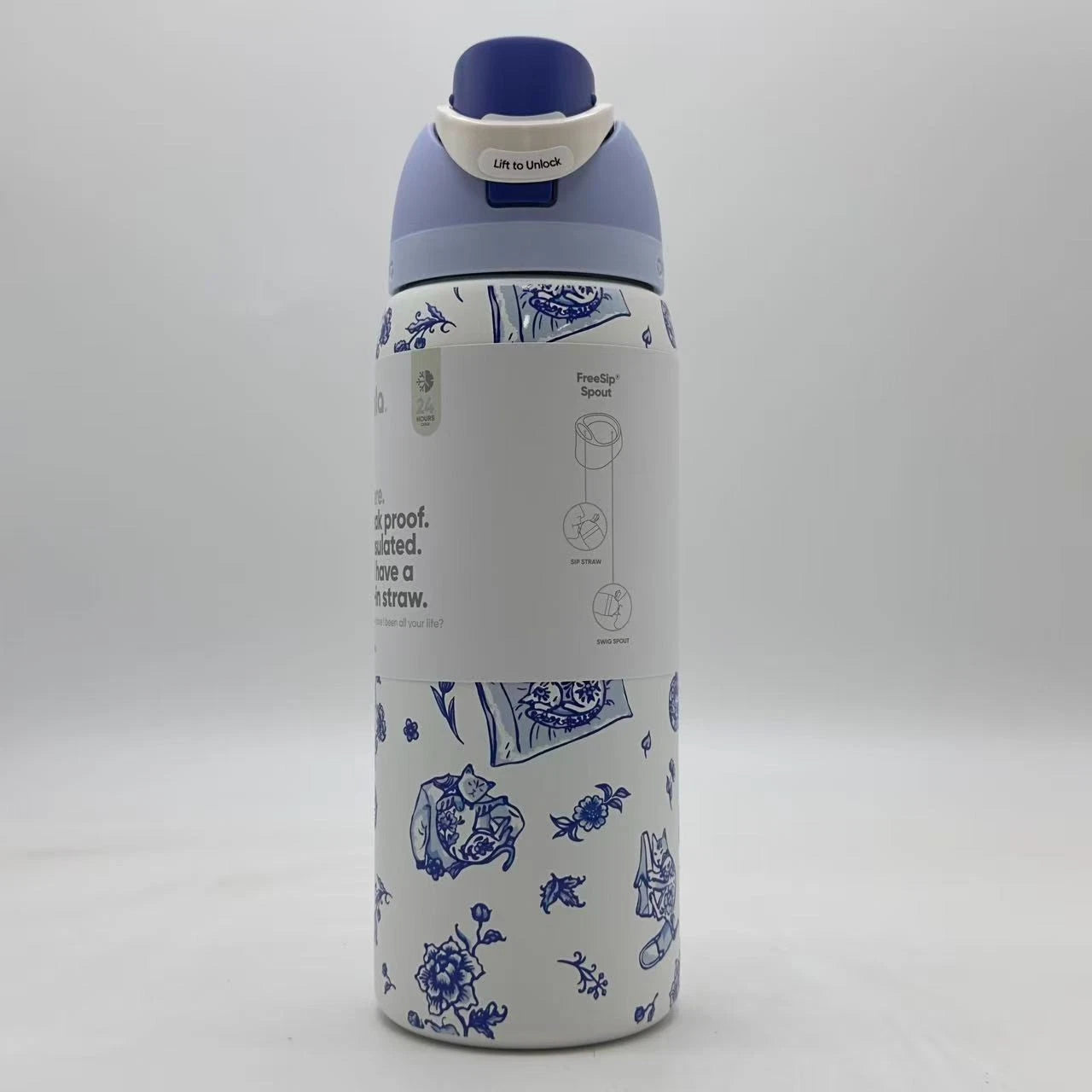 Owala 32oz FreeSip Insulated Water Bottle – Delft Cats | Limited Edition   M32oz-QHM