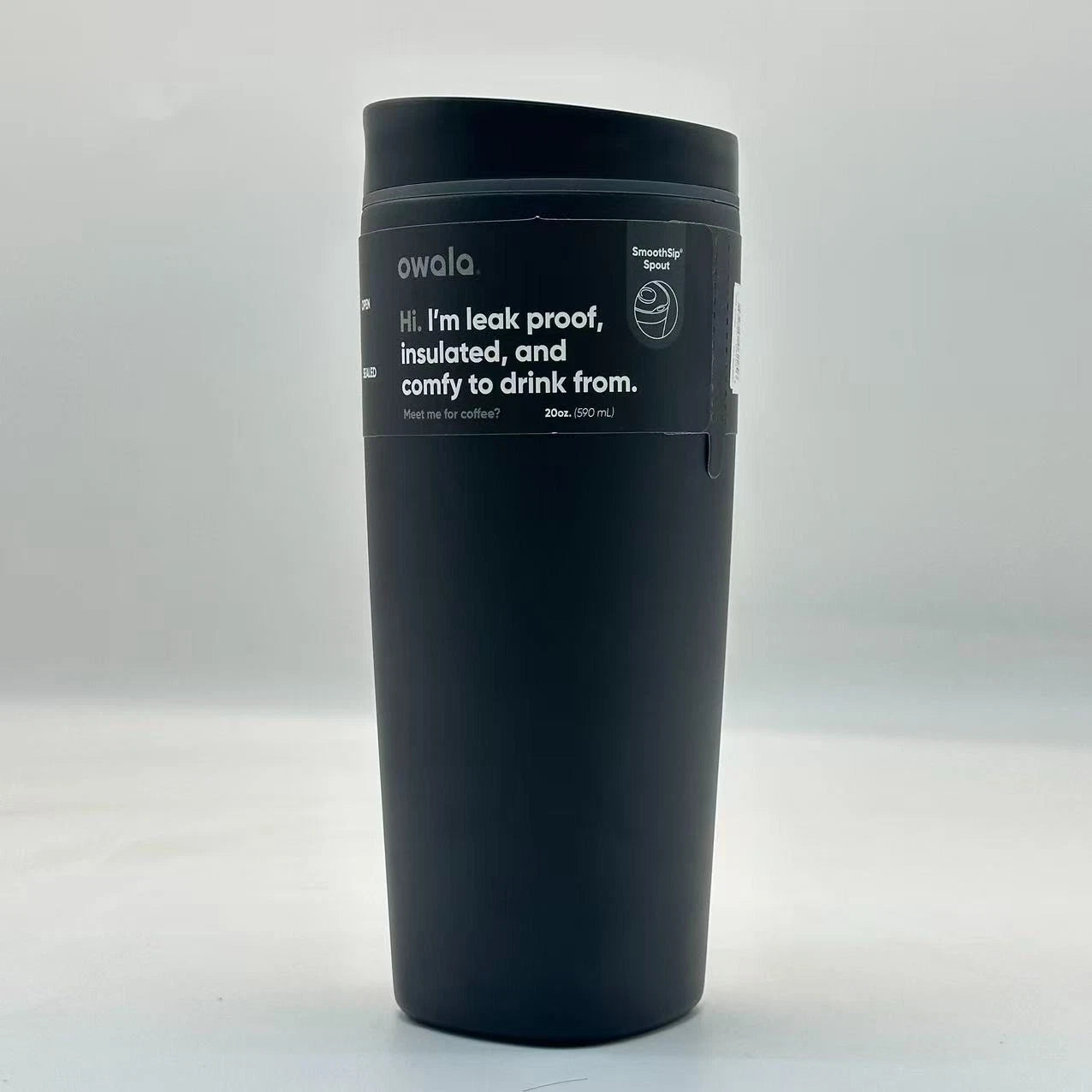 Owala 20oz SmoothSip Slider Coffee Tumbler – Stainless Steel, Insulated, Leak-Proof (Very Very Dark)   M20oz-HS