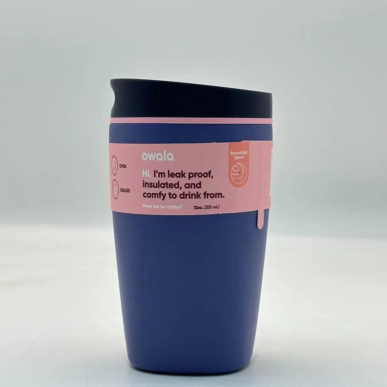 Owala 12oz SmoothSip Slider Insulated Coffee Tumbler – Blue Jay | Stainless Steel   M12oz-NJF