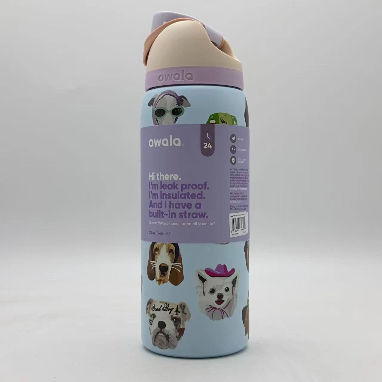 Owala 32oz FreeSip Insulated Water Bottle – Dog Collage (Dogwala) | Urban Outfitters Exclusive  M32oz-GGB