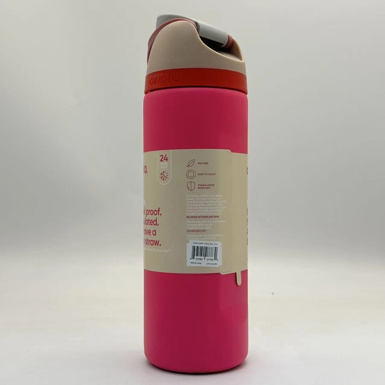 Owala FreeSip 24oz Rose Pink Insulated Water Bottle | Leak-Proof Sport Mug   OW24-MH