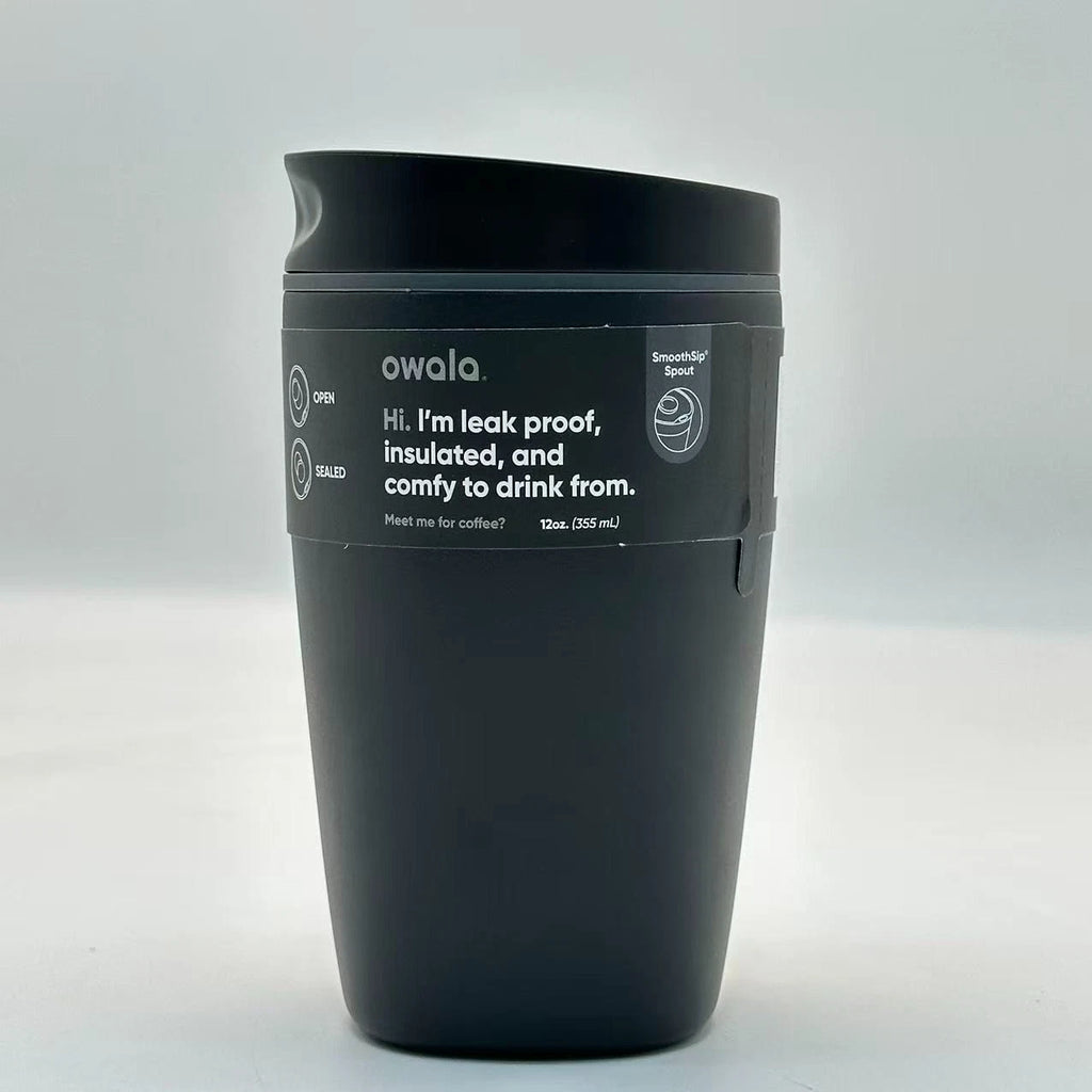 Owala 12oz Very Very Dark SmoothSip Slider Coffee Tumbler | Insulated Stainless Steel Travel Mug   M12oz-HS