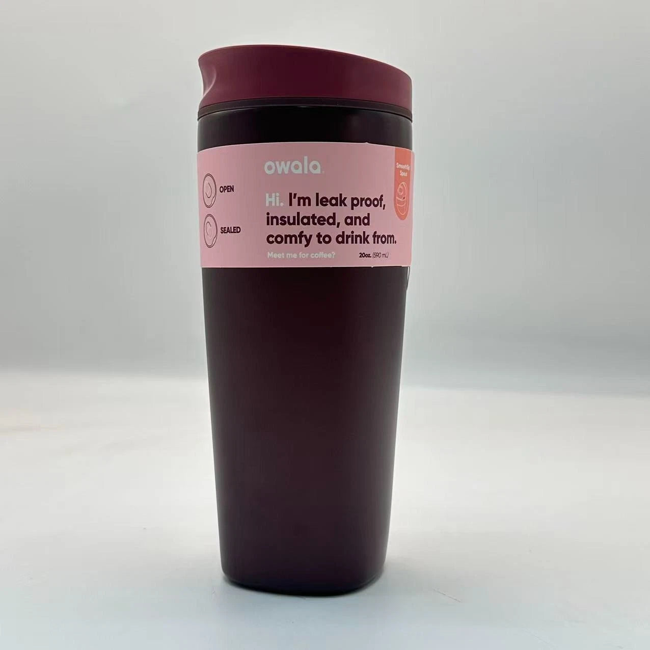 Owala 20oz SmoothSip Slider Insulated Coffee Tumbler – Black Cherry | Stainless Steel  M20oz-CLZ