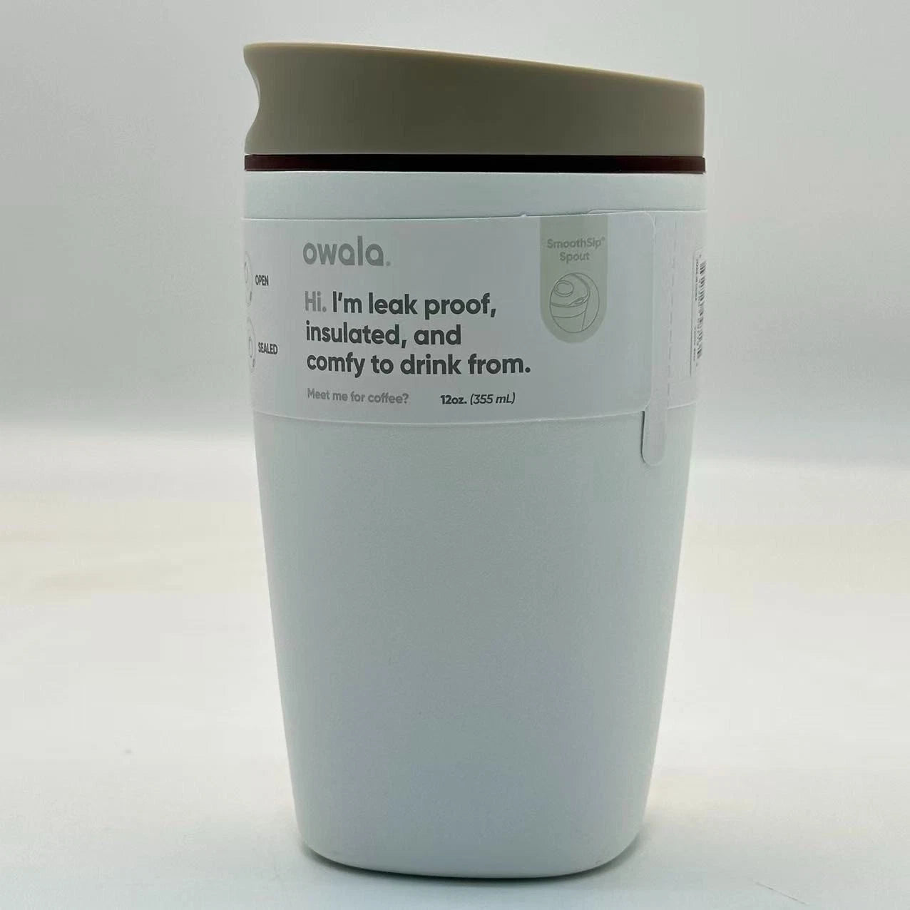 Owala 12oz Vanilla Bean SmoothSip Slider Coffee Tumbler | Insulated Stainless Steel Travel Mug  M12oz-XCD