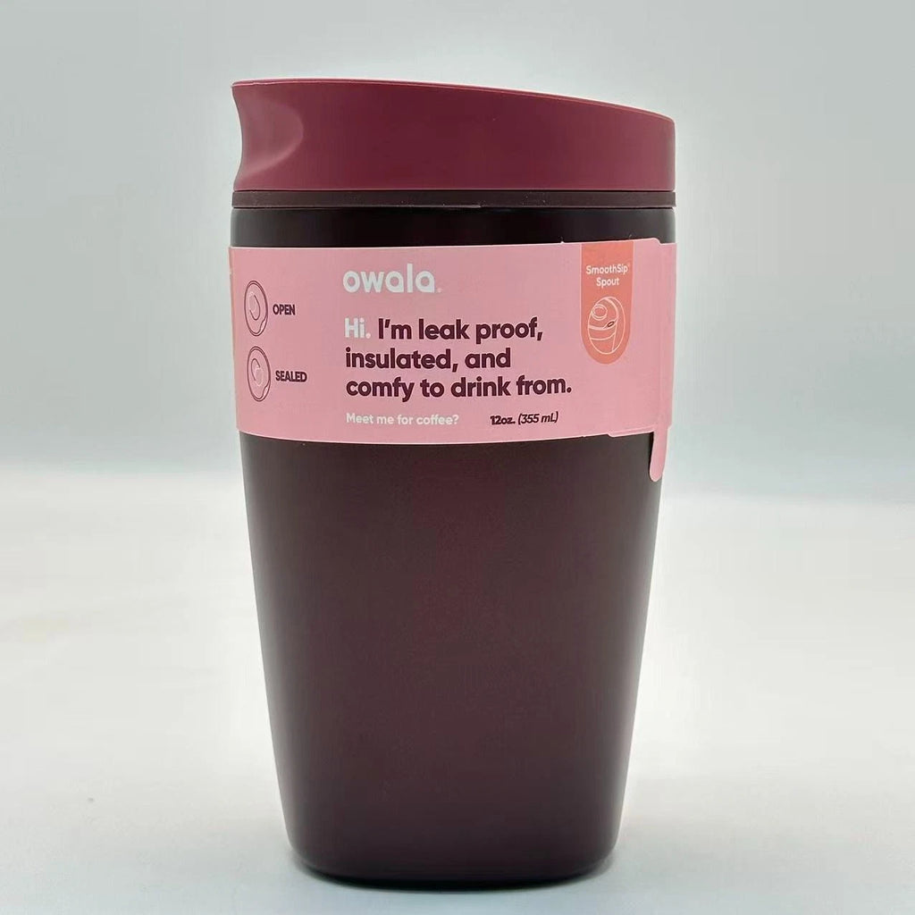 Owala 12oz SmoothSip Slider Insulated Coffee Tumbler – Black Cherry | Stainless Steel   M12oz-CLZ
