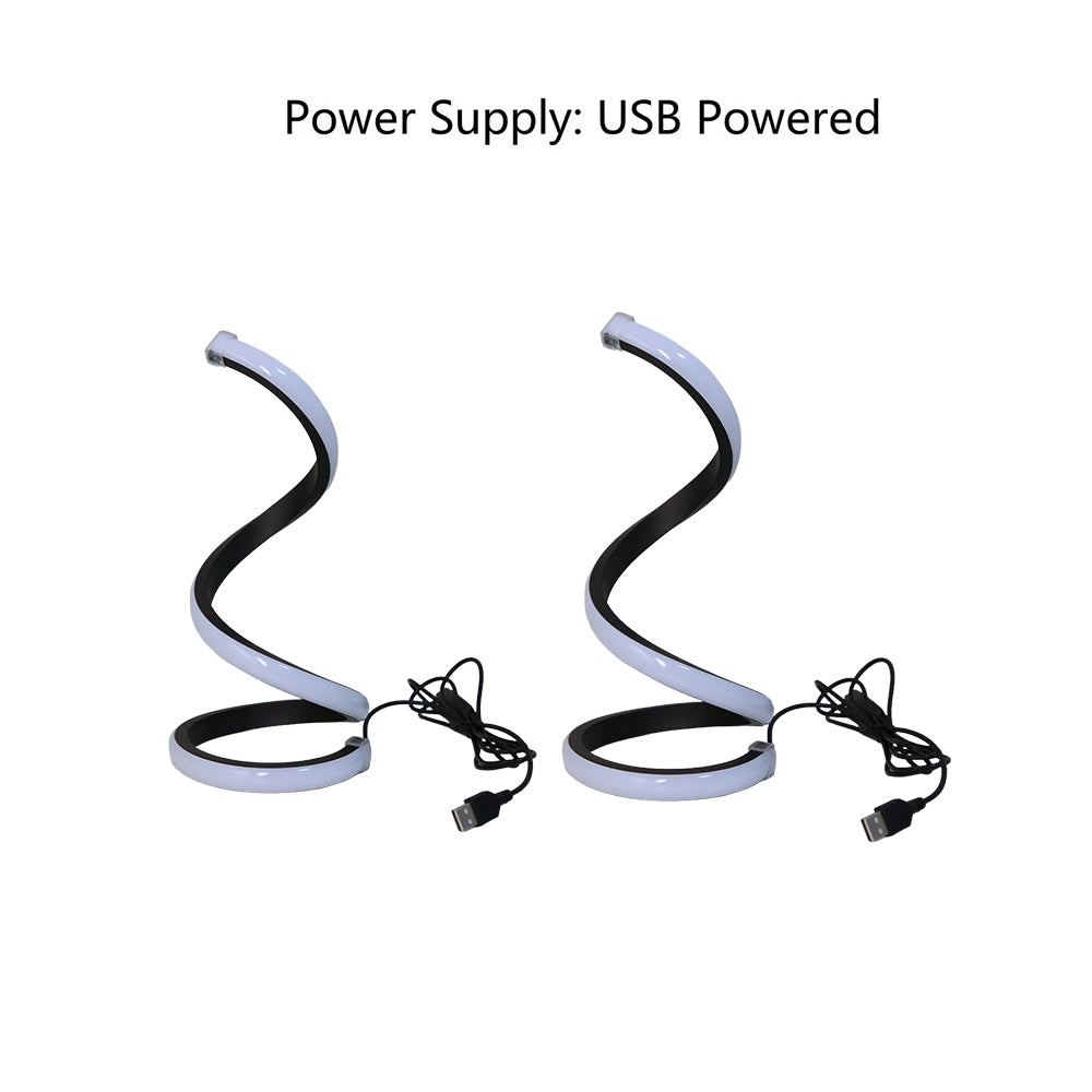 Spiral LED Desk Lamp 2-Pack, 3-Color Dimmable USB Table Lamp, Eye-Friendly Night Light for Bedroom Living Room Home Decor