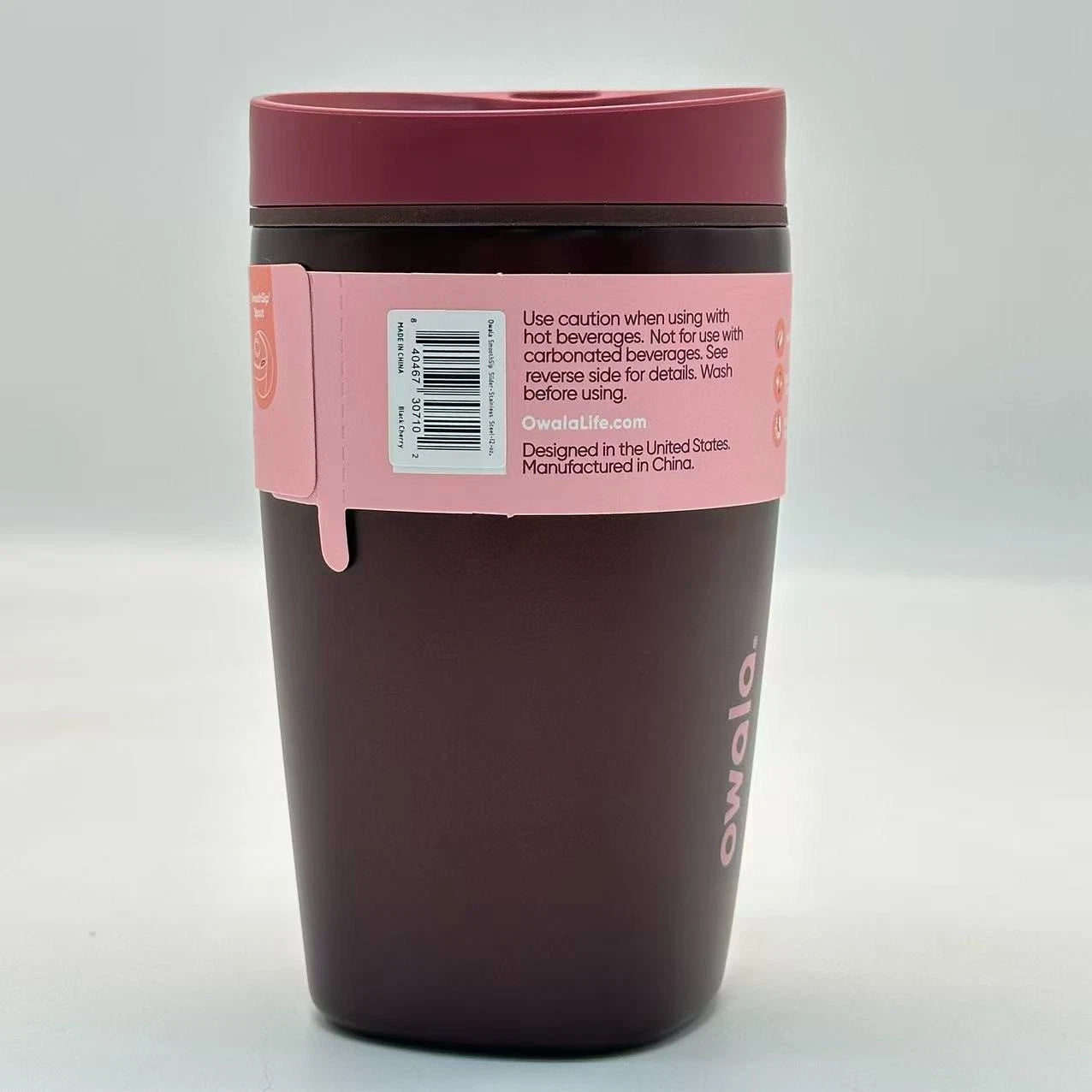 Owala 12oz SmoothSip Slider Insulated Coffee Tumbler – Black Cherry | Stainless Steel   M12oz-CLZ