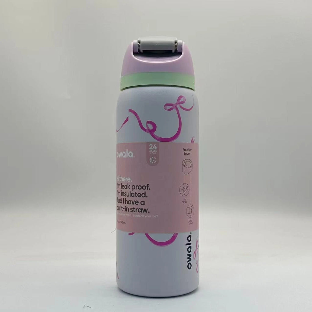 Owala 32oz FreeSip Insulated Water Bottle – Pink Bow Edition | Stainless Steel   OW32-FSHDJ