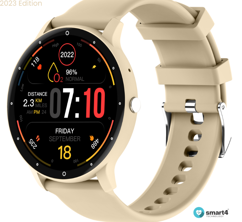 SmartPulse 360 Health Tracker | Heart Rate & Sleep Monitor Smartwatch Beige