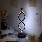 Modern Wave Desk Lamp Set of 2 – USB Powered, 3-Color Dimmable LED, Stylish Bedroom & Study Lighting (Black)