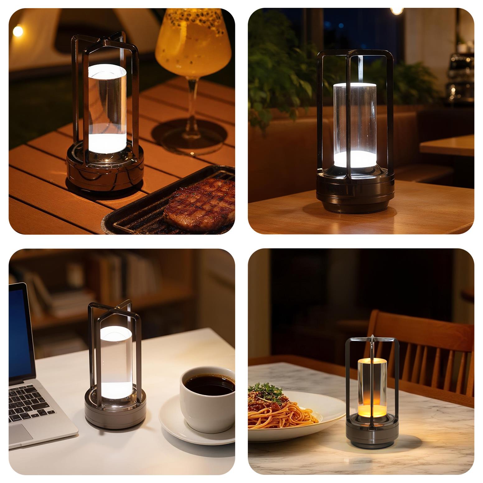 Portable Touch Control Table Lamp with 5000mAh Battery, 3-Color Stepless Dimming Cordless LED Light for Bedroom/Camping/Restaurant/Bar Indoo