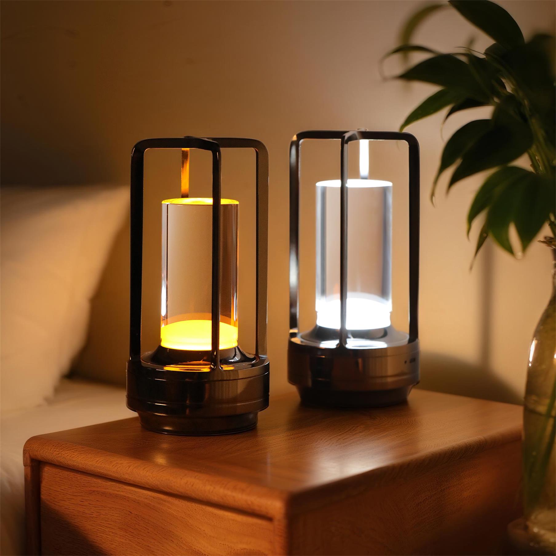 2-Packs Portable Touch Control Table Lamp with 5000mAh Battery, 3-Color Stepless Dimming Cordless LED Light for Bedroom/Camping/Restaurant