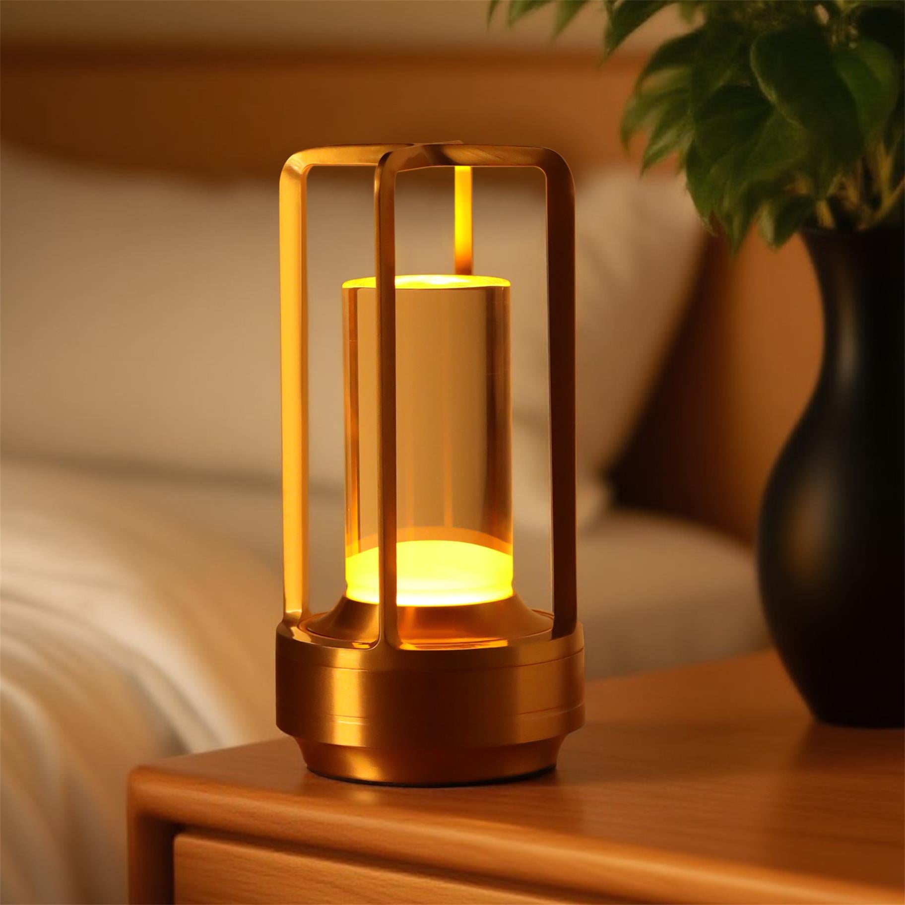 Portable Touch Control Table Lamp with 5000mAh Battery, 3-Color Stepless Dimming Cordless LED Light for Bedroom/Camping/Restaurant/Bar Indoo