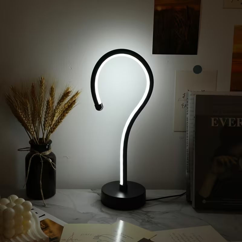 Question Mark LED Desk Lamp 2-Pack, 3-Color Dimmable USB Table Lamp, Creative Decorative Night Light for Bedroom Home Office - Black