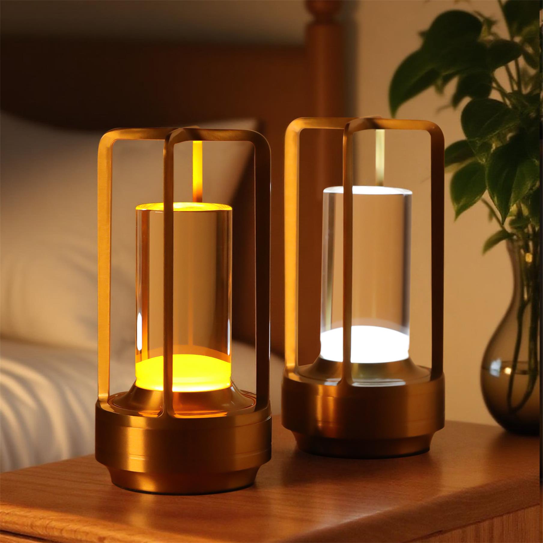 2-Packs Portable Touch Control Table Lamp with 5000mAh Battery, 3-Color Stepless Dimming Cordless LED Light for Bedroom/Camping/Restaurant